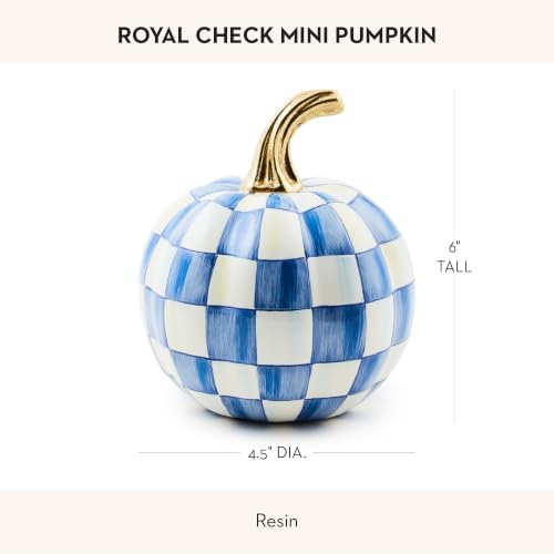 MACKENZIE-CHILDS Resin Pumpkin, Mini, Blue-and-White Royal Check - Image 4