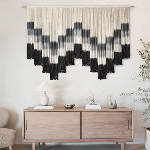 Macrame Wall Hanging Hand Dyed Yarn Wall Art Geometric Decor 57"W*35"L - Image 4