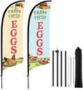 HunnmingRe 2 Set Feather Flag Kit, 8ft Advertising Swooper Flag Banner with Pole and Ground Stake for Business Restaurant Advertising Banner for Outside Ground (Eggs) by HunnmingRe