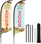 HunnmingRe 2 Set Feather Flag Kit, 8ft Advertising Swooper Flag Banner with Pole and Ground Stake for Business Restaurant Advertising Banner for Outside Ground (Eggs) by HunnmingRe