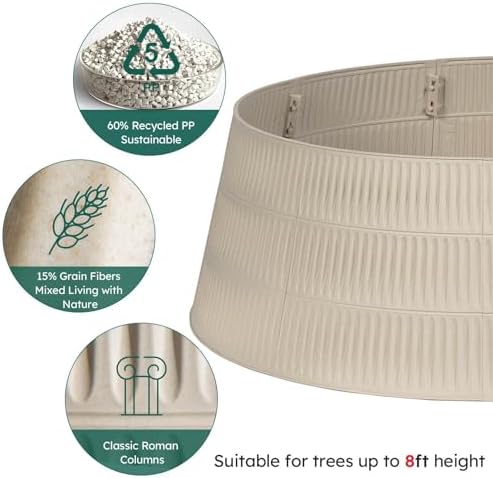 HarcoHome Christmas Tree Collar, 28.4" D Round Base Cover, Mixed Natural Grain Fiber Plastic Ring, Tree Skirt for Christmas Decorations (Wheat) - Image 4