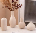 Beige Ceramic Vase Home Decor Small Flowers Vase Set of 4 Living Room Decoration Bookshelf Bedroom Kitchen Dining Table Modern Farmhouse by VASETOPIA