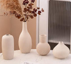 Beige Ceramic Vase Home Decor Small Flowers Vase Set of 4 Living Room Decoration Bookshelf Bedroom Kitchen Dining Table Modern Farmhouse by VASETOPIA