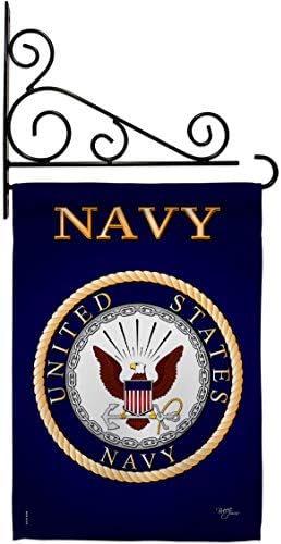Navy Garden Flag - Set Wall Holder Armed Forces USN Seabee United State American Military Veteran Retire Official - House Decoration Banner Small Yard Gift Double-Sided Made In USA 13 X 18.5 by Breeze+Decor