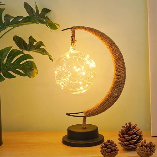 Iron Night Light, Magic Star Moon Light, LED Decorative Light for Parties, Weddings, bedrooms and Many Other Occasions, USB Port, 11 x 6 x 6 inches（Round Ball Warm） - Image 2