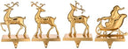 Antique Gold Reindeer & Sleigh Stocking Holder Set for Mantle Set of 4,Deer Stocking Hangers for Firepiece,Christmas Decorations Mantel Hanger for Stocking/Garland (Retro Gold) - Image 4