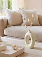 LE TAUCI Ceramic Vases Set of 2, Cream Hollow Donut Flower Vases, Nordic Boho Decor Decorative Centerpiece for Living Room, Table, Shelf, Mantel, Warm Ivory Speckled (H10.5”xW8.5”) - Image 5