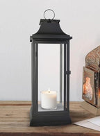 Serene Spaces Living 25" Tall Black Decorative Hurricane Lantern with Clear Glass Panels - Indoor Lantern and Outdoor Lantern for Porch, Events, Parties, & Table Top Decor - Extra Large Lantern - Image 5