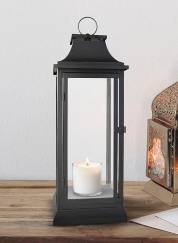 Serene Spaces Living 25" Tall Black Decorative Hurricane Lantern with Clear Glass Panels - Indoor Lantern and Outdoor Lantern for Porch, Events, Parties, & Table Top Decor - Extra Large Lantern - Image 5