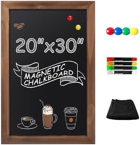 SELEAD Magnetic Chalkboard Words Sign - 20" x 30", Brown Solid Wood Frame by SELEAD