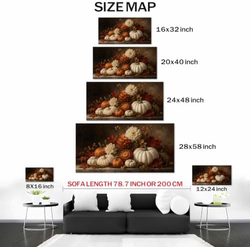 WAXWHELK Pumpkin Fall Canvas Wall Art, Autumn Thanksgiving Rustic Farmhouse Painting Pictures Artwork for Bedroom Living Room Home Decor (16"x32") - Image 5