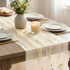 Artoid Mode 6PC Wildflower Floral Beige Apricot Gauze Embroidery Table Runner 120 Inch 10FT, Tulle Seasonal Spring Kitchen Dining Table Decor for Home Party - Image 4
