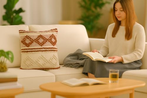 TreeWool 100% Cotton Woven Throw Pillow Cover (Pack of 1, 18" x 18", Kaavi) - Image 7