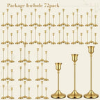 72 Pack Brass Metal Taper Candle Holders Set,Vintage Metal Candlestick - Image 7