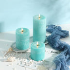 3x6 Inch Turquoise Pillar Candles Set of 3 - Unscented Candles, Long Clean Burning, Large Big Candles, Smokeless Dripless Pillar Candles for Dinner Table, Wedding, Home, Bathroom, Rustic Decor - Image 4