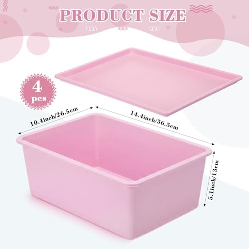 Menkxi 4 Pcs Storage Bins with Lids, Pink, Purple, Large - Image 2
