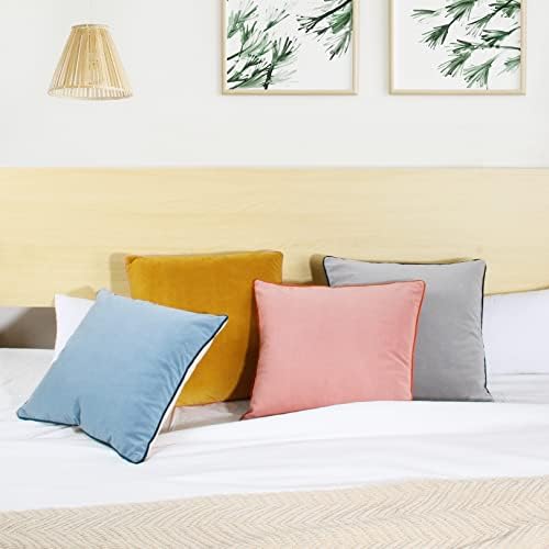 Velvet Throw Pillow Covers 20x20 Inch Set of 4 Decorative Velour Pillowcases Double-Colored Cushion Covers for Sofa Couch,Cold-Edge - Image 3