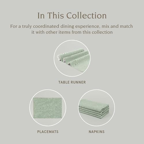 Over&Back 18x108 Woven Chambray Cotton Table Runner - Washable Table Runners for a Custom Home Decor Tablescape - Coffee Table, Dinner Table, Living Room - Green - Image 4