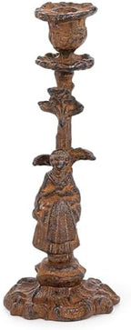Sungmor Cast Iron Candle Holder, 10.2in Rust Noblewoman Figurine Design by Sungmor