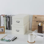 Soul & Lane - White Stacking Storage Boxes with Label Holders, Set of 2 - Image 3