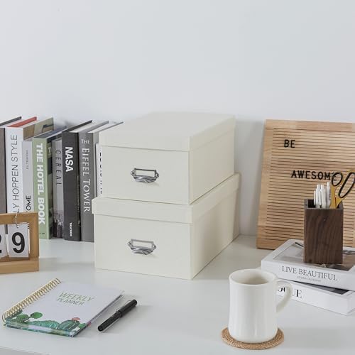 Soul & Lane - White Stacking Storage Boxes with Label Holders, Set of 2 - Image 3