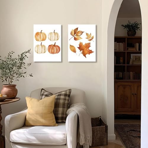 XYHYRA Vintage Fall Wall Art Set of 3, Rustic Farmhouse Seasonal with Hello Fall Sign Canvas Prints Painting, Thanksgiving Pumpkin Kitchen Wall Decor Picture for Living Room Bedroom 12x16 Inch - Image 7