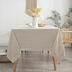 Linen World Hemstitch Linen Tablecloth,French Linen Natural Tablecloth 55" x 55" Inch,Washable Square Table Cloth for Dining,Outdoor,Weddings and Restaurants,Decorative Thanksgiving Christmas - Image 3
