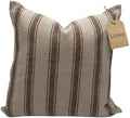 Linen Throw Pillow Covers Stripe Brown Pillow Cover Spring Decorative Pillow Covers for Living Room, Bedroom (Brown Stripes, 22" L x 22" W) by LineandLoop