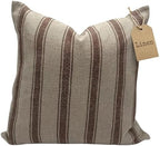 Linen Throw Pillow Covers Stripe Brown Pillow Cover Spring Decorative Pillow Covers for Living Room, Bedroom (Brown Stripes, 22" L x 22" W) by LineandLoop