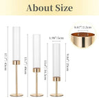 Hewory Gold Hurricane Candle Holders: 12 PCS Tall Taper Candlestick Candle Holders Bulk for Candlesticks Candle Sticks Holder Decor for Table Centerpiece Wedding Party Christmas Decorations - Image 2