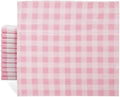 Cloth Napkins Set of 12, 100% Cotton Reusable Gingham Printed Dinner Napkins, 18x18” Washable Table & Kitchen Napkins for Home, Dining, Party, Pink & White by IVYHERITAGE