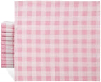 Cloth Napkins Set of 12, 100% Cotton Reusable Gingham Printed Dinner Napkins, 18x18” Washable Table & Kitchen Napkins for Home, Dining, Party, Pink & White by IVYHERITAGE