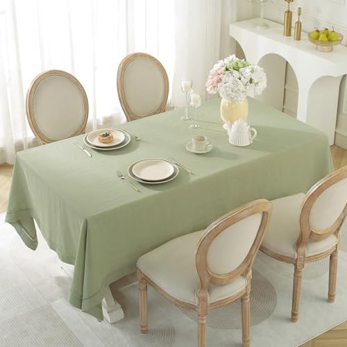 Linen World Hemstitch Linen Tablecloth,French Linen Sage Tablecloth 90" x 60" Inch,Washable Rectangular Table Cloth for Dining,Outdoor,Weddings and Restaurants,Decorative Thanksgiving Christmas - Image 3