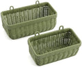 Wall Baskets Set of 2, Wicker-Style Hanging Baskets for Kitchen Bathroom Entryway Garages Porch Door Decor and Organizing, Green, Plastic by Nicestand