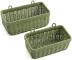 Wall Baskets Set of 2, Wicker-Style Hanging Baskets for Kitchen Bathroom Entryway Garages Porch Door Decor and Organizing, Green, Plastic by Nicestand