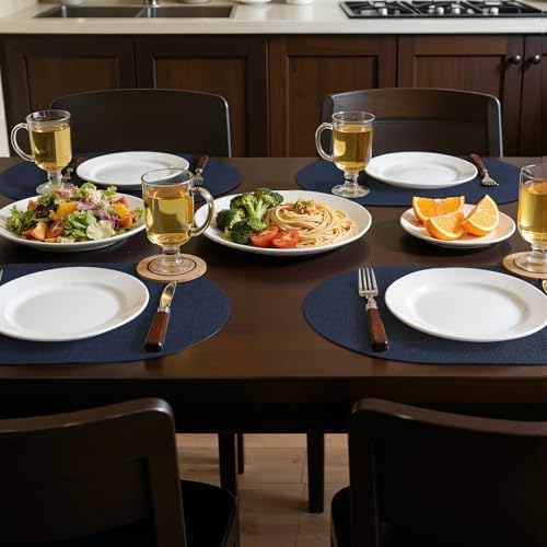 homing Heat Resistant Oval Placemats Set of 8, Navy - Image 2
