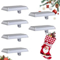 GloTika Christmas Stocking Holders for Mantle Set of 6, Heavy Duty Stocking Holder Hooks for Fireplace Tabletop Shelf Christmas Ornaments, Cast Iron Stocking Hangers Base, Sliver by QualityHomewareTimlessComfort