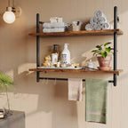 Bestier 31" Industrial Pipe Wall Shelf with Towel Bar, Rustic Brown - Image 5