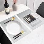 PIGCHCY Placemats Set of 12 Washable Durable Place Mats Vinyl Heat Resistant Non-Slip Table Mats Indoor Outdoor (18 x 12 inches, Silver White) - Image 6