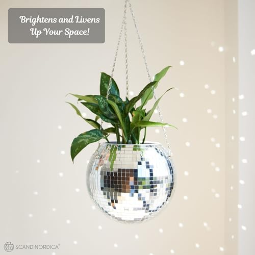 SCANDINORDICA Disco Ball Planter, Value Package, 10-inch Silver - Image 4