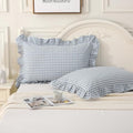 Silnuo Light Blue Plaid Gingham Ruffle Pillow Shams Queen Size Set of 2 by Silnuo