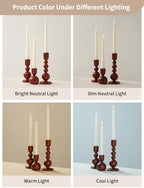 NUPTIO Wooden Taper Candle Holders, Set of 6 Brown Candlesticks - Image 2