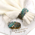Jeweled Peacock Napkin Rings Set of 12 for Wedding Party, Blue by Joyindecor