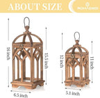 Romadedi Farmhouse Wood Candle Lantern Decorative 12"/16", Set of 2, Brown - Image 5