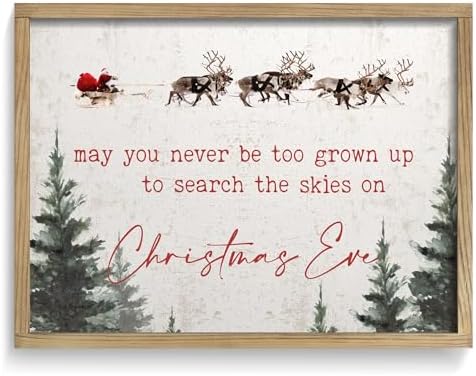LITIVY Vintage Framed Christmas Wall Art 16”x24” Farmhouse Wall Decor May You Never Be Too Grown Up To Search The Skies On Christmas Eve Christmas Decorations Home Decor (Brown, 24 * 16 in) by LITIVY