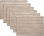 ZeeMart Linen Checked Farmhouse Placemats Set of 6, Taupe 13x19in - Image 7