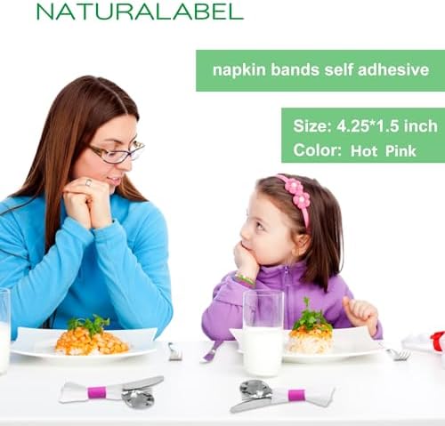 NATURALABEL Self-Adhesive Napkin Bands, Pack of 8,000, Hot Pink - Image 5