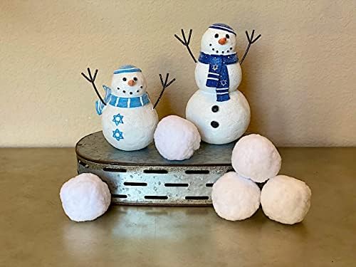 S/2 Hanukkah Jewish Snowman Figurine Collectible Decor Winter Decoration 7.5" & 5.5" (Snowmen Set) - Image 3