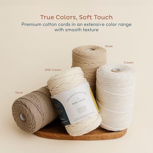 2 Pack Macrame Cord - 3mm 220 Yards Cotton Rope, 4mm 5mm Yarn, String for Crafts, Perfect for Macrame Wall Hanging and Boho Decorations (Cream) - Image 7