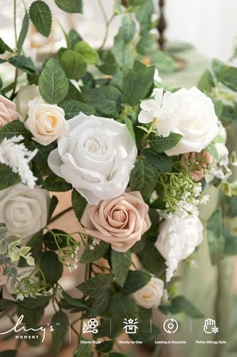 Ling's moment 2 Pack White Floral Garland Wedding Arch Flowers - Image 5